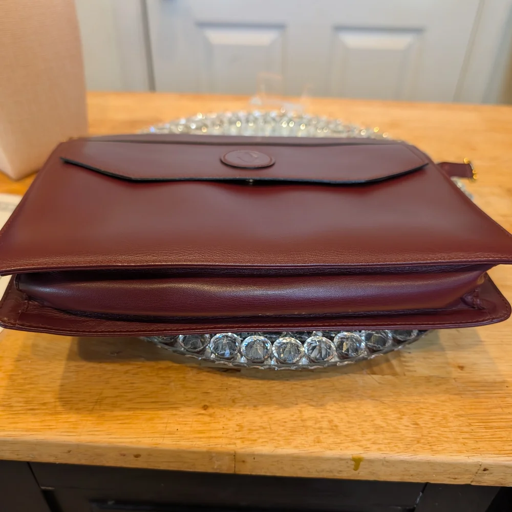 CARTIER Burgundy Bordeaux Leather Clutch w COA EUC